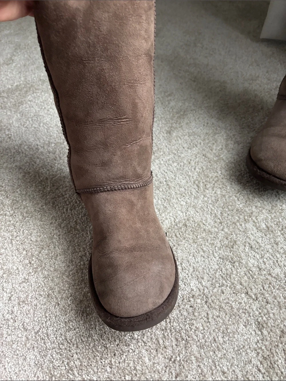UGG Chocolate Suede Mid-Calf Shearling Boots